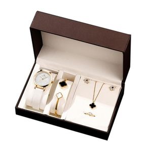 Horloges 5 Stuks set Luxe Dameshorloge Set Rvs Jewerly Quartz Vrouwen Horloges Gift Titanium Armband Montre Femme249f