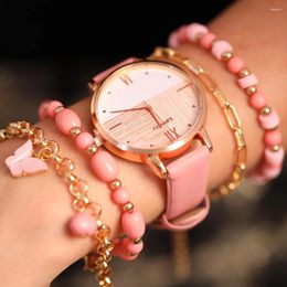 Montre-bracelets 5pcs Set Womens Fashion Quartz Watch Female Corloge de géométrie DIMES DAMES COST CASBORIO FEMININO