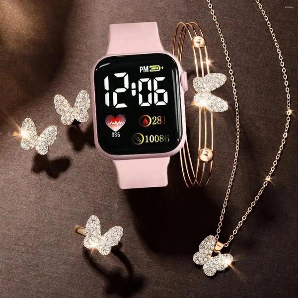 Muñecos de pulsera 6 Piezas de Números de Love Square Muestra de relojes electrónicos de chicas y imitadores de mariposas