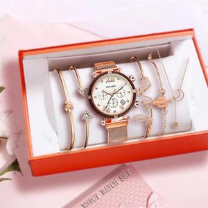 Horloges 6 stuks Set Dames Horloges Magnetische Sterrenhemel Vrouwelijke Klok Quartz Horloge Mode Dames Polshorloge Relogio Feminino2536