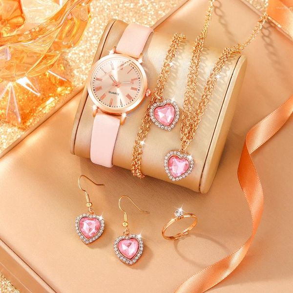 Montre-bracelets 6pcs Fashion's Fashion Trend Butterfly Digital Le cuir bracelet Quartz Full Diamond Luxury Designer Love Collier Bracelet