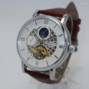 Horloges Abbacino Tourbillon automatische herenhorloges Top bruin leer ontwerper hoge kwaliteit polshorloge Relogio Masculino