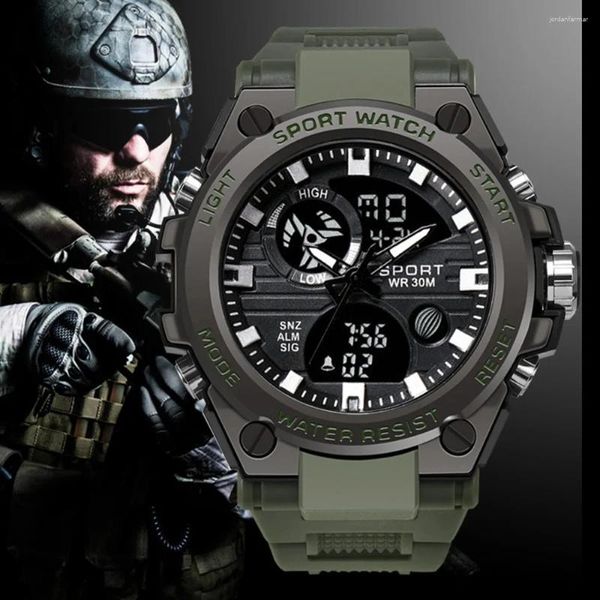 Montres-bracelets ACHENGY Top montres de luxe hommes armée militaire montre pour hommes étanche Sport montre-bracelet double affichage mâle Relogio Masculino