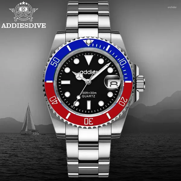 Montre-bracelets Addies Sell Men Quartz Watch Watch Outdoor Sport Mens Watchs Top 30m Imperproof Luminous Steel Band Dive Clock