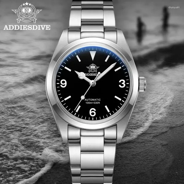 Relojes de pulsera ADDIESDIVE 36 mm Hombres Reloj de buceo Bubble Sapphire PT5000 Relojes de negocios mecánicos automáticos Inoxidable 10bar Luminoso Masculino