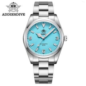 Horloges ADDIESDIVE 38mm Explorer Sapphire Bubble Mirror Pot Cover Glass 10Bar Duikhorloge Zakelijk Luxe Automatische Mechanische Horloges