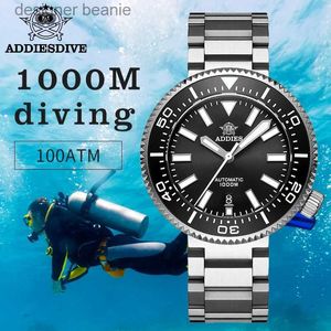 Polshorloges addiesdive heren luxe 1000m duiker waterdichte gloed sferisch glas reloj bombre automatisch machineryc24410