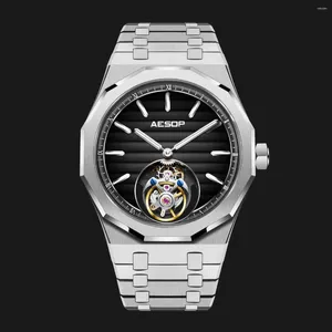 Montres-bracelets AESOP 2023 Tourbillon volant mécanique squelette montre pour homme montres de luxe 50M étanche 7057 cadran dégradé