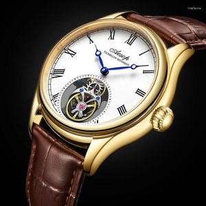 Polshorloges Aesop Flying Tourbillon Watch Heren Mechanical Business Skeleton Luxury Sapphire Clock For Man Support Drop