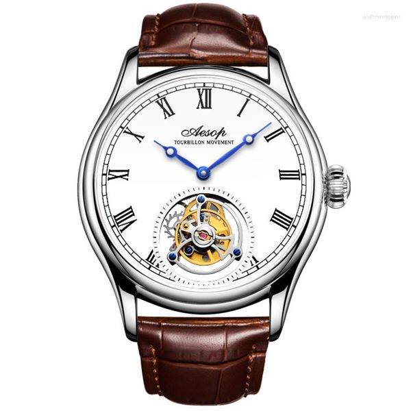 Relojes de pulsera AESOP Relojes de pulsera mecánicos para hombres Flying Tourbillon Reloj esqueleto masculino para hombres Relojes de lujo Soporte Drop