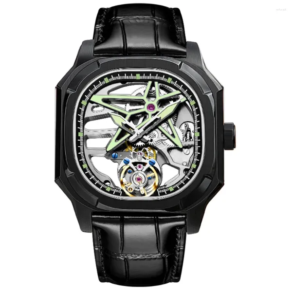 Montres-bracelets AESOP Mens Véritable Tourbillon Montre Mécanique Pour Hommes Sport Squelette Étanche Mouvement De Luxe Diamant Lumineux