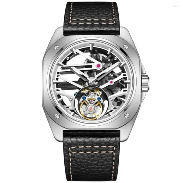 Montres-bracelets Aesop Hommes Montres Flying Tourbillion Montre Mécanique Mâle Double Face Creux Saphir Cristal Horloges Étanches