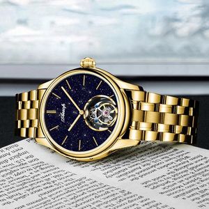 Montre-bracelets Aesop Real Diamond Flying Tourbillon Squelette mécanique montres de luxe imperméables Watch pour hommes Sapphire 2024