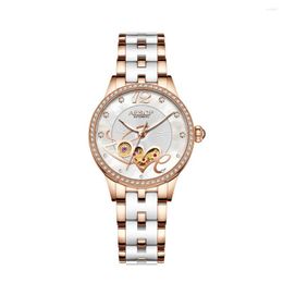 Relojes de pulsera AESOP Skeleton Love Diamond Watch Mujeres Automático Mecánico Zafiro Relojes de pulsera Reloj femenino Relogio Feminino