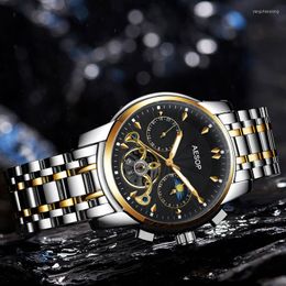Relojes de pulsera AESOP Tourbillon Relojes mecánicos para hombres Moda Esqueleto automático Reloj para hombre Reloj de pulsera Relogio masculino