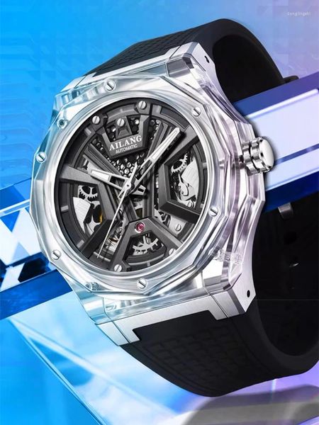 Montre-bracelets Ailang Brand Fashion Skeleton Mécanicale MECHICAL MEN SPORT STRAPE RÉSÉBRAL EMAPPORT LUMINES MAINS LURXE CROVES MONTRES