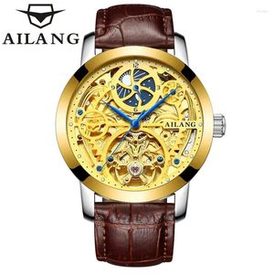 Montres-bracelets AILANG Mode Hommes De Luxe Automatique Tourbillon Montre En Cuir Étanche Squelette Montres Mécaniques Pour Hommes Steampunk Horloge