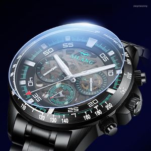 Relojes de pulsera AILANG deportes relojes automáticos para hombre cronógrafo reloj mecánico hombres moda impermeable acero inoxidable relogio masculino 2022