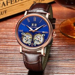 Armbanduhren AILANG Top Blue Mechanische Uhr für Männer Leder Wasserdicht Mode Design Doppel Tourbillon Automatische Uhren