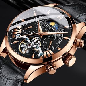 Relojes de pulsera AILANG Top Men's Mechanical Watch Moon Phase Multi-function Tourbillon Diving Clock Business Style
