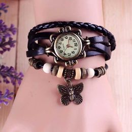 Montre-bracelets Antique Femmes Bracelet en cuir Bracelet Femmes Quartz Dames Horloge Gift Relojes de Mujer D240430