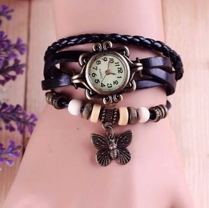 Polshorloges antieke vrouwen leer ingepakte armband dames kwarts pols dames klokcadeau Relojes de mujer d240430