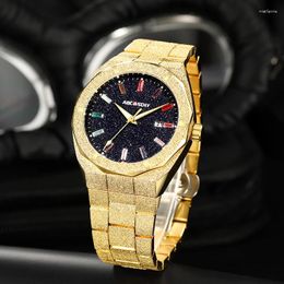 Relojes de pulsera Aocasdiy Style Men's Dial grande lleno de lujo Banda de acero Reloj Golden Circle Life Impermeable Explosión transfronteriza
