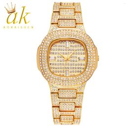 Polshorloges Aokaishen Brand Watch Quartz Ladies Gold Fashion Pols horloges roestvrij staal vrouwen polshorloge meisjes vrouwelijke klokuren