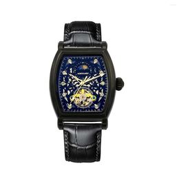 Montre-bracelets Aokusaïque mécanique montre la marque de mode masculine de mode de mode de montre automatique de la montre de montre en cuir horloge imperméable 2023