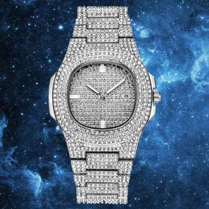 Horloges Arlanch Ice Starry Rhinestone Out Rol Hip Hop Horloge Diamond Mannen Staal Mens Quartz Horloges Waterdicht Relogio Masculino