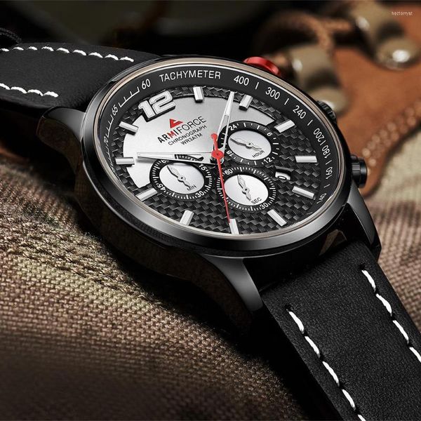 Montres-bracelets ARMIFORCE hommes chronographe militaire Sport montres hommes Quartz analogique cuir étanche Date horloge homme montre Relogio