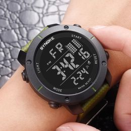 Polshorloges Army Green Men Sport Watch Mode Big Dial Hoogwaardige waterdichte zwemdigitaal voor luxe militaire klok