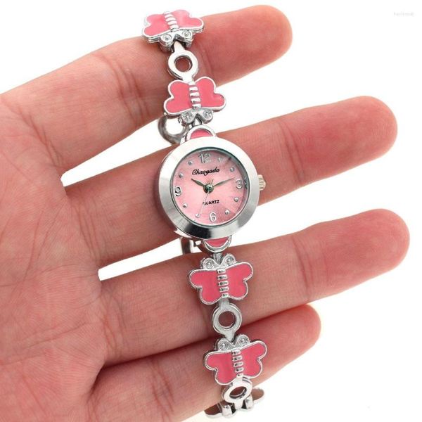 Montres-bracelets arrivées mode luxe femmes marque Quartz dames décontracté rose papillon filles montre montres O12