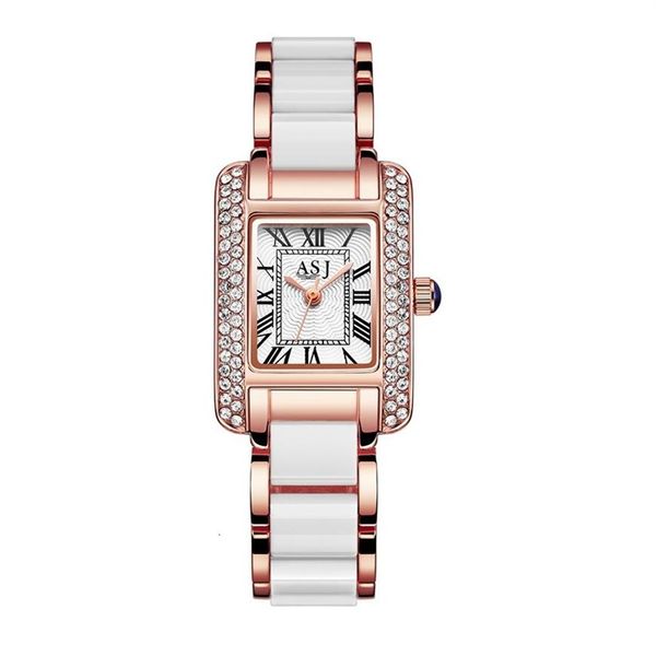 Montres-bracelets ASJ ensemble de diamants étanche loisirs mode quartz céramique montre pour femme B110252l