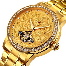 Montres-bracelets Automatique Mécanique Montre Homme De Luxe Dragon Diamant Creux Grand Cadran Montre Homme Horloge Étanche Relogio Masculino 20