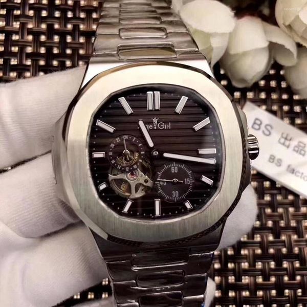 Montres-bracelets automatiques mécaniques hommes montre saphir or rose tourbillons montres argent noir bleu jumbo squelette
