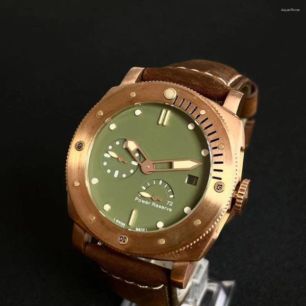 Relojes de pulsera Reloj mecánico automático con pantalla de energía de bronce de estaño genuino de gran tamaño Luminoso Personalidad al aire libre Original