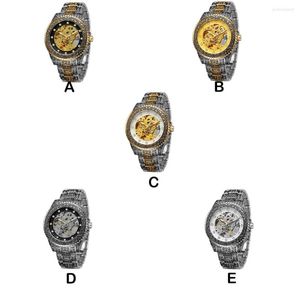 Montres-bracelets automatiques hommes montre-bracelet exquis Hallow remplacement décoratif gravé étanche montre ronde cadeau d'anniversaire