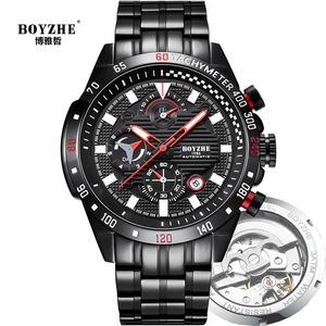 Montres-bracelets Automatique Auto-Wind Tourbillon Montre Homme Mécanique Acier Inoxydable Squelette Montres Lumineux Militaire Sport Relogio Masculino