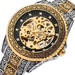 Montres-bracelets Montre Tourbillon Automatique Pour Hommes Squelette Mécanique Montres Hommes Top Gravé Vintage Phase De Lune Montre En Acier Montres-bracelets Wri