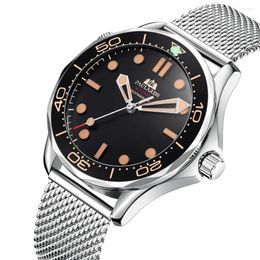 Montres-bracelets montres automatiques pour hommes auto-vent mécanique filet en acier inoxydable bracelet en nylon luxe limité Relogio Reloj Punk