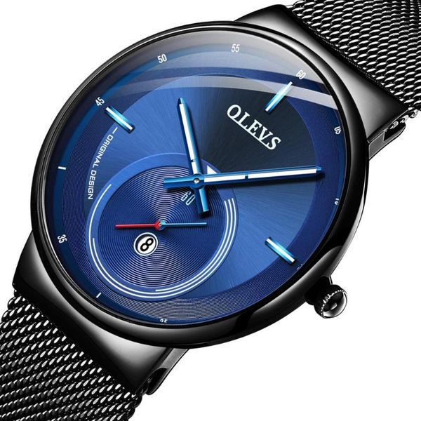 Relojes de pulsera Ayhaus Ultra-delgado 41 mm Dial Reloj masculino de acero inoxidable Fecha automática Reloj simple para hombres Reloj de cuarzo resistente al agua