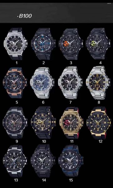 Montre-bracelets B100 Sport Quartz Watch Full Fonction Full Fonction Toutes les mains Oploiter World Time GST Oak Collection