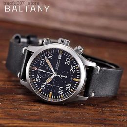 Montre-bracelets Baltin Vintage Quartz Chronograph VK67 39 mm Dial 10ATM Fenêtre de calendrier imperméable