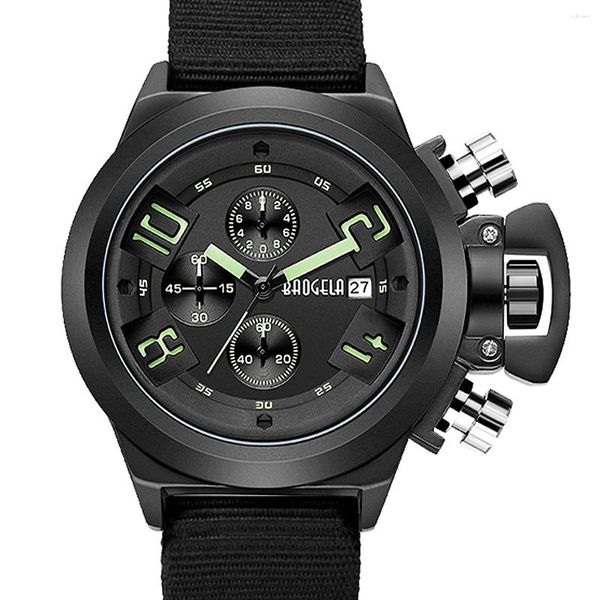 Relojes de pulsera BAOGELA Moda Hombres Relojes deportivos militares Correa de lona impermeable Reloj de pulsera de cuarzo casual Masculino Relogio Masculino Verde