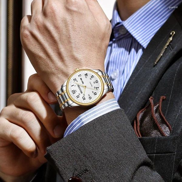 Muñecos de pulsera Belushi Fashion Mens Watches Top Slim Steel Mesh Watch Men Business Business Waterproof Analógico Muñeco Muñeco Macho Reloj