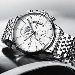 Montre-bracelets Bellushi Style Mens Watchs Steel Strap Date Date de quartz Clock Sport Chronograph Mens Watch Luminal Imperproof