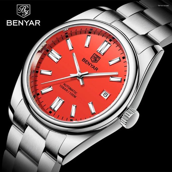 Montre-bracelets Benyar 2024 Luxury Automatic Watchs Sports en acier inoxydable Men Mechanical Top Brand10bar Imperping Watch pour