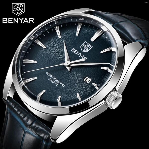 Montre-bracelets Benyar 5163 Design Top Brand Men's Quartz For Men Sports Impaerproof Japan Japan Miyata Luminous Watch Reloj Hombr avec boîte