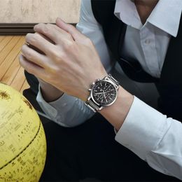 Polshorloges benyar mode chronograaf sport heren horloges top luxe militaire roestvrijstalen stalen armband kwarts horloge relogio masculino
